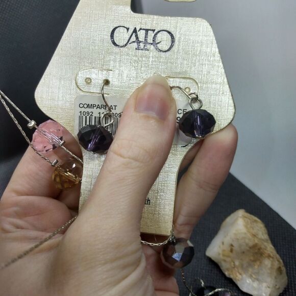 Cato's nwt Floating pink and rose crystal drop necklace and earrings - Picture 4 of 4